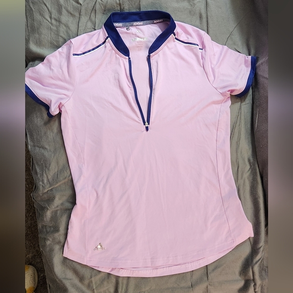 Adidas Light Pink Golf Polo with Navy Accents - Picture 2 of 5